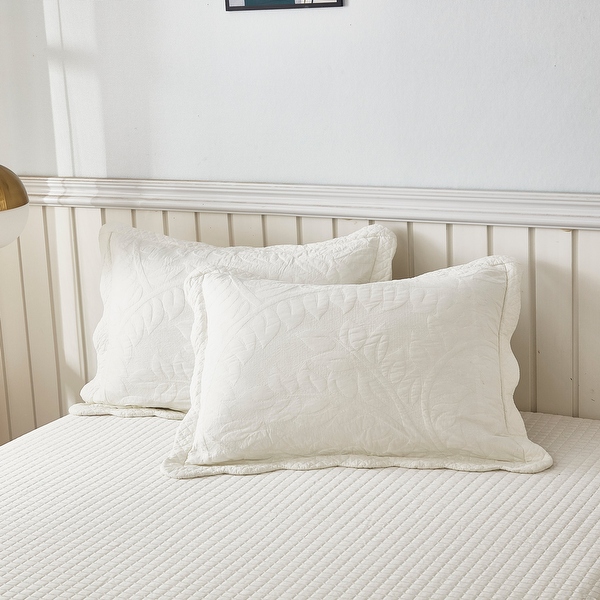 MarCielo 2 Piece 100 Cotton Embroidered Quilted Pillow Shams
